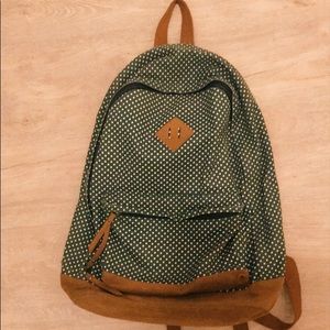 Green & white polka dot backpack!